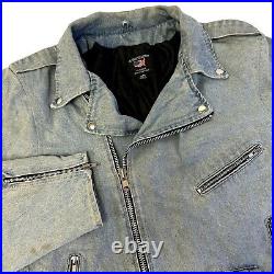 Vtg All State Blue Jean ROCKABILLY BOBBER Motorcycle Bomber Biker PUNK Jacket 3X