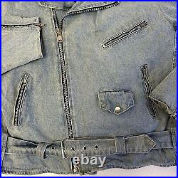 Vtg All State Blue Jean ROCKABILLY BOBBER Motorcycle Bomber Biker PUNK Jacket 3X