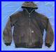 Vtg Carhartt Hooded Jacket Coat Barn Detroit Duck Medium Brown