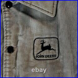 Vtg Corduroy John Deere Embroidered Jacket XXL Bomber Jacket Snap Distressed