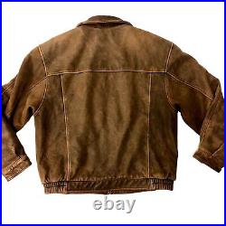 Vtg Croft & Barrow Men WHISKEY Brown Leather BOMBER MOTORCYCLE Biker Jacket M