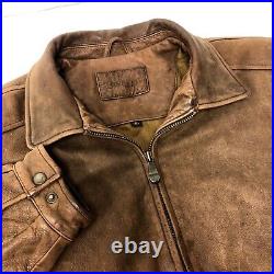 Vtg Croft & Barrow Men WHISKEY Brown Leather BOMBER MOTORCYCLE Biker Jacket M