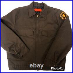 Vtg EWC Men Brown Quilted NRA Coat National Rifle Association Work Jacket L