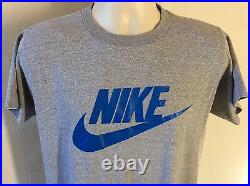Vtg Early 80s Nike Orange Sportswear Tag T-Shirt Heather Gray M/L 50/50 Swoosh