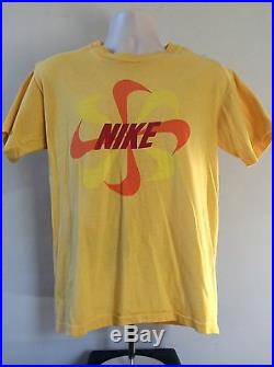 Vtg Early 80s Nike Pinwheel Logo T-Shirt Yellow L Swoosh Orange Tag