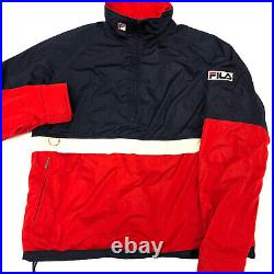 Vtg Fila Logo SHINY Gore-Tex Track Suit Jacket Colorblock Streetwear Pullover 40