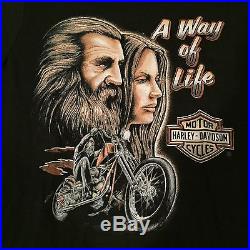 Vtg Harley Davidson A Way Of Life Motorcycle Biker T Shirt 3D Emblem Eagle USA