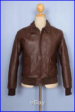 Vtg LOST WORLDS A-2 J A Dubow USAAF Horsehide Leather Flight Jacket 36/38