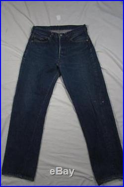 Vtg Levi 501 Redline Denim Jeans Selvedge Dark Indigo Tag 32×32 Measure 31×30