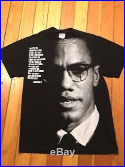 Vtg Malcom X Early 90s T Shirt Rap All Over Print Biggie Tupac Spike Lee Bootleg