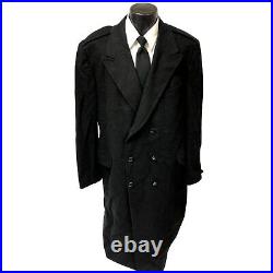 Vtg Mark Shale Charcoal Black Double Breasted TRENCH Coat GENTLEMAN'S Jacket 42