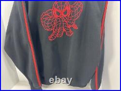 Vtg Marvel Spider-Man 2002 Track Jacket Red Black Full Zip Fleece Lined Large