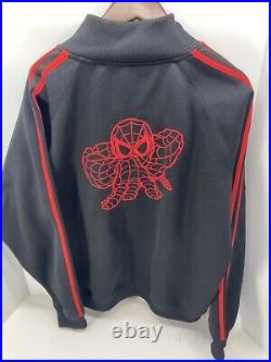 Vtg Marvel Spider-Man 2002 Track Jacket Red Black Full Zip Fleece Lined Large