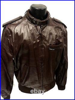 Vtg Members Only Brown Leather CAFE RACER MoTo Jacket Motorcycle Biker Coat 42
