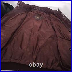 Vtg Men Burgundy Leather Biker Jacket Motorcycle Hooded CAFE RACER MoTo Coat 44