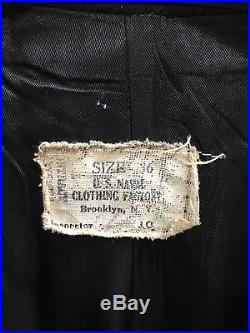 Vtg Men's Navy Blue Wool Pea Coat 5 Button US Naval Clothing Factory Sz 36