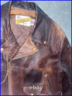 Vtg Mens 46 Schott 1098 Brown Goatskin Leather Motorcycle Biker Jacket