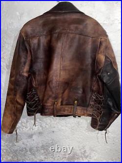 Vtg Mens 46 Schott 1098 Brown Goatskin Leather Motorcycle Biker Jacket