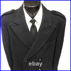 Vtg Metropolitan Navy Blue DOUBLE BREASTED Wool TRENCH Coat Jacket 43 L