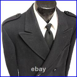 Vtg Metropolitan Navy Blue DOUBLE BREASTED Wool TRENCH Coat Jacket 43 L