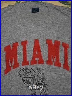 Vtg NIKE Miami Basketball Camp Grey RAYON Tri Blend T Shirt Medium M