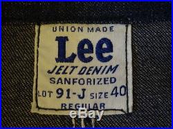 Vtg OG 40s 50s Lee 91-J Denim Coverall Jacket 40 Union Made SANFORIZED Deadstock