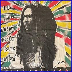 Vtg Rap Hip Hop 90's Bob Marley AOP Single Stitched Rasta XL T Shirt 2 Sided Usa