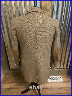 Vtg Tailored By Grais Quality Sportswear Tweed Overcoat Jacket 40 Leather