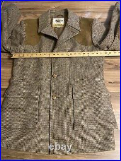 Vtg Tailored By Grais Quality Sportswear Tweed Overcoat Jacket 40 Leather