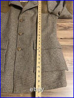 Vtg Tailored By Grais Quality Sportswear Tweed Overcoat Jacket 40 Leather