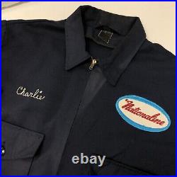Vtg Topps USA Blue GABARDINE Chain Stitch NATIONALINE Mechanic Work Shop Jacket