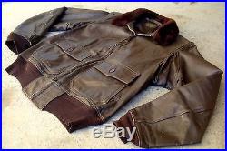 Vtg USN G-1 Leather Flight Jacket Bureau of Aeronautics Cagleco Sportswear 44
