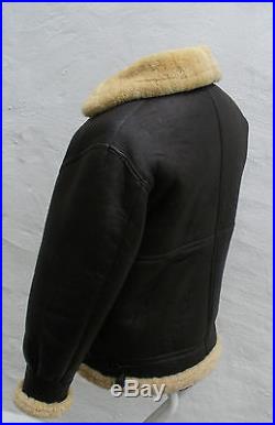 Vtg brown sheepskin shearling leather flying jacket XL mens B3 biker bomber