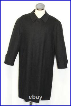 WOOL & CASHMERE OVER COAT Men Long BLACK German NICE INSIDE LINING Winter 49 XL