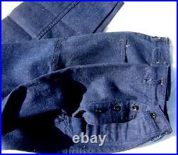 WW2 US Navy Denim Button fly Dungarees Blue Jeans with Metal Donuts Buttons Mint