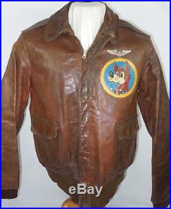 WWII USAAF 32nd Fighter Squadron Painted Pilot’s Leather A-2 Jacket Size 40