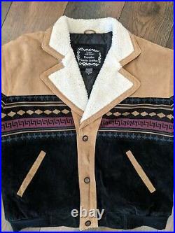 Western Style Coat Suede Men's Sherpa Jacket Med outfitters southwest vintage