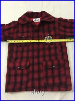 Woolrich Mens 38 Red Plaid Insulated Quilt Lined Vtg USA Wool Field Coat Jacket